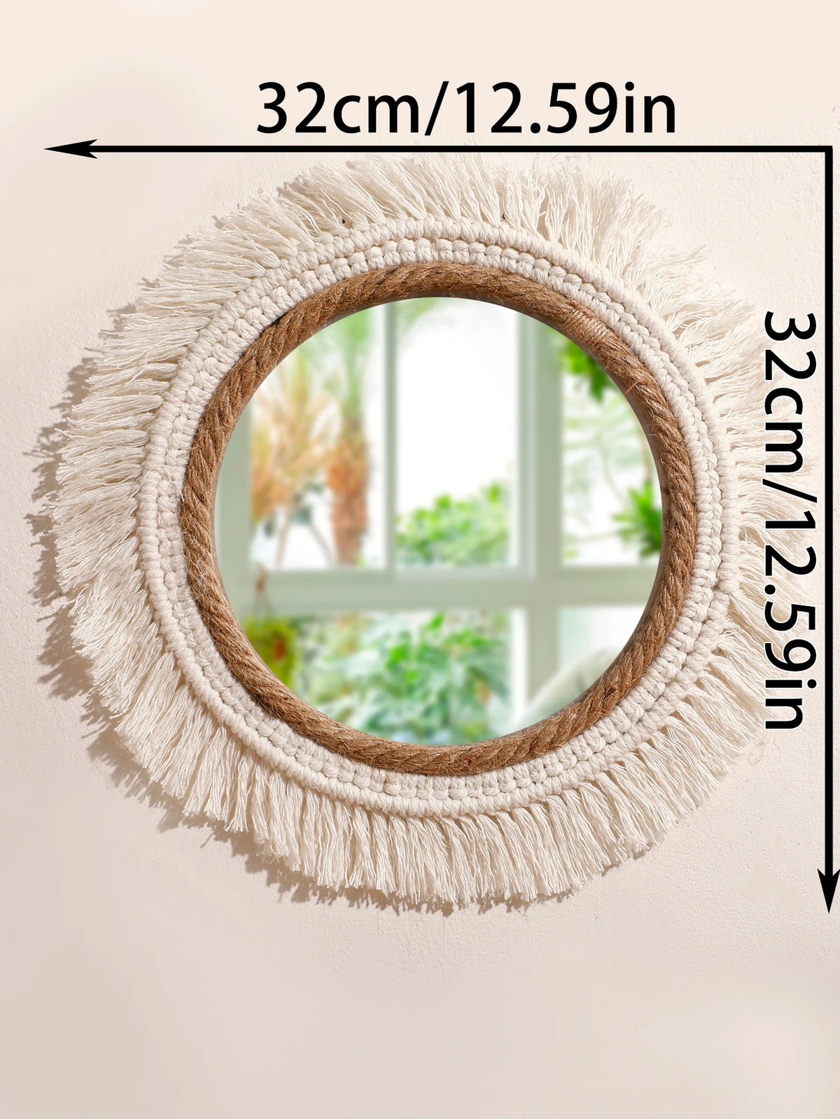 Boho Hand Woven Wall Hanging Tapestry Home Decorative Mirrors Nordic Wall Mirrors Decoration Bedroom Living Room Crafts Decor