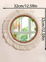 Boho Hand Woven Wall Hanging Tapestry Home Decorative Mirrors Nordic Wall Mirrors Decoration Bedroom Living Room Crafts Decor