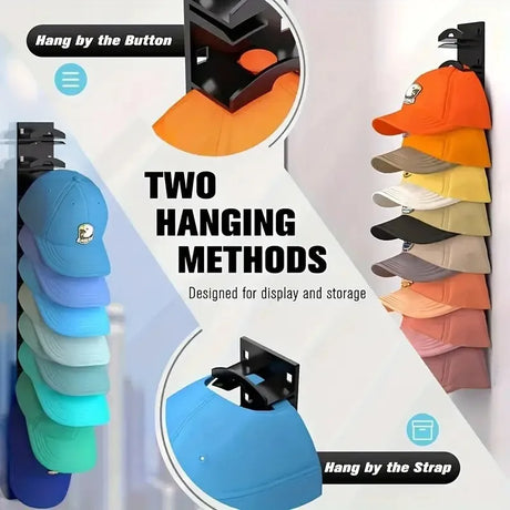1pc Hat Storage Rack, Wall Mounted for 18 Caps, Multi-Layer Shelf, Space Saving Display for Bedroom, Closet Door, Entryway