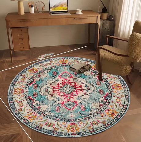 Bohemian Style Circular Carpet Indoor Carpet Bedrooms Circular Floor Mats Suitable Living Rooms Study Rooms Bathrooms Decoration