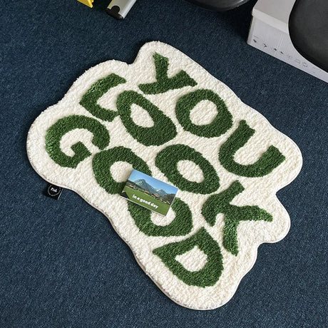 VIKAMA Non-standard Letter Carpet Soft Anti-slip Imitation Cashmere Foot Pad Home Decoration Bedside Rug Entrance Hall Doormat