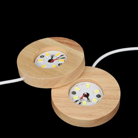 1/4Pcs Wood Desktop Decorative Lights Base Night Light Wooden LED USB RGB Display Lamp Display Stand Lamps Holder Art Ornament