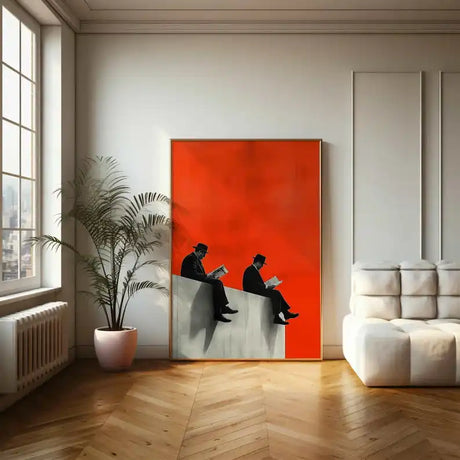 1pc Retro Surrealism Unique Men on Edge Poster - Frameless Abstract Canvas Wall Art Print for Living Room & Bedroom Decortions