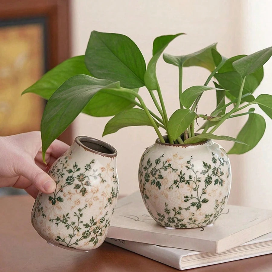 Ice Cracked Ceramic Vase Handmade Vase Bohemian Art Home Decoration Living Room Office Decoration Dried Flower Display Vase