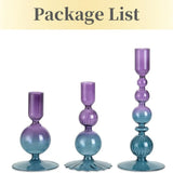 3Pcs Glass Candlestick Holders Glass Taper Candle Holders Groovy Wavy Elegant Candle Stick for Home Party Decoration