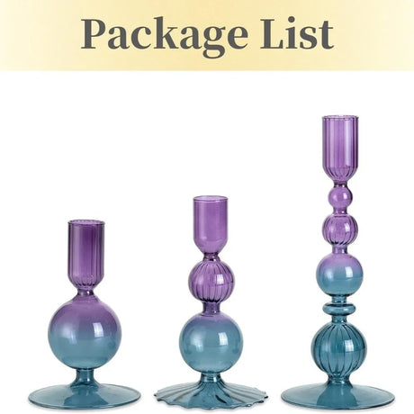 3Pcs Glass Candlestick Holders Glass Taper Candle Holders Groovy Wavy Elegant Candle Stick for Home Party Decoration