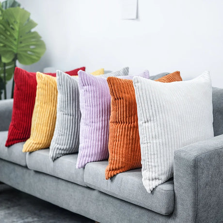 Orange Cushion Covers Super-Soft Striped Velvet Corduroy Home Decor Pillow 30x50cm 45x45cm Cover for Sofa Pillow Case