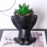 XIYA FLOWER Artificial Aloe Potted Plant Black Miniature Character Pot Fake Potted Plant Wholesale PE Material Home Decoration