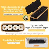 1 Storage Basket, Storage Shelf, Large Paper Holder, 12 Rolls of Toilet Paper, Storage Rack with Lid, Oxford Cloth + Bamboo Stor