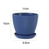 Plastic Flower Pot Succulent Plant Pot with Tray Green Dill Round Double Layer Small Flowerpot Home Office Desktop Decoration