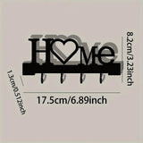 "Home Love" Shaped Key Holder with Hooks - No-Drill Wall Mount, Metal Organizer for Living Room Decor,Key Rack | Key Hanger Wall