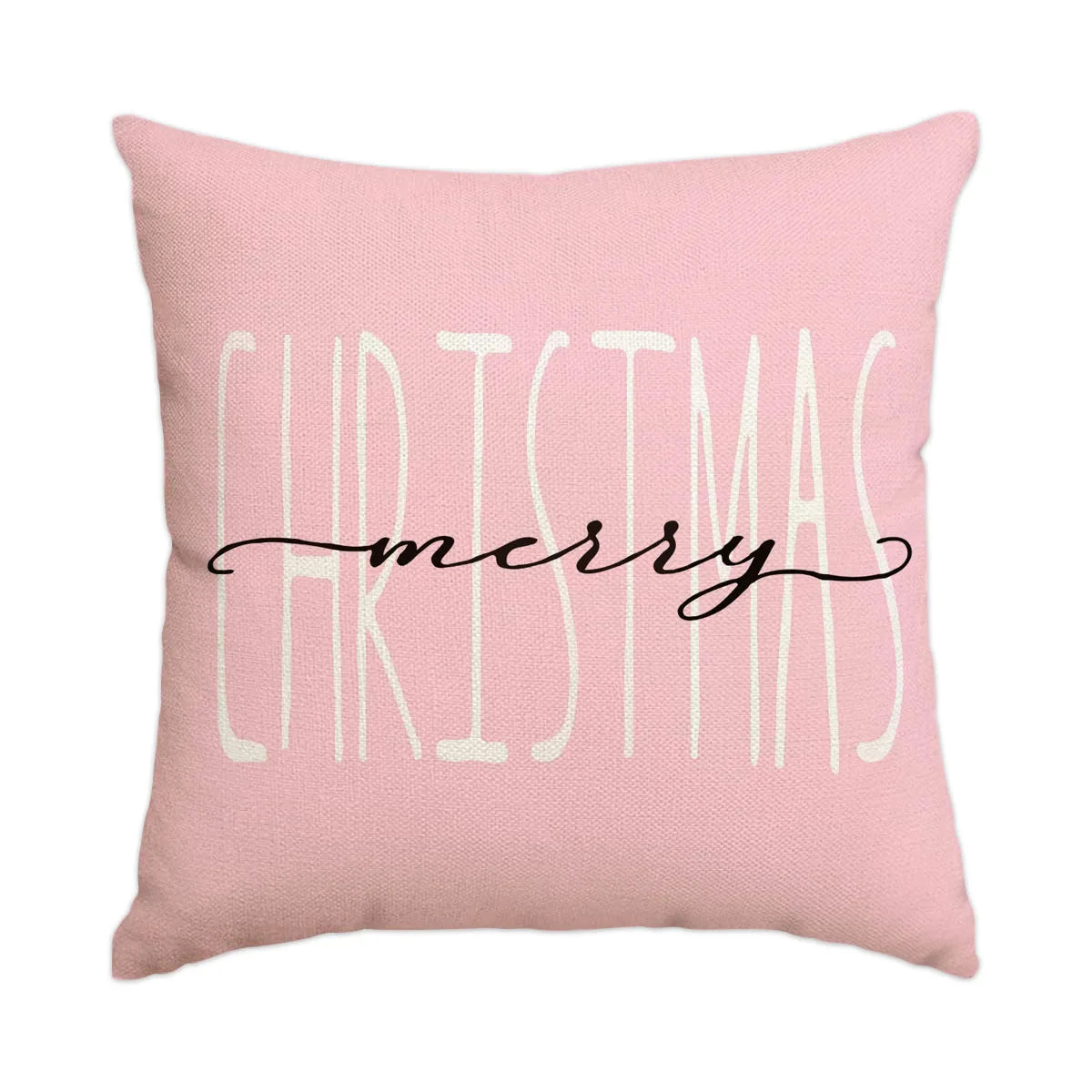 1/4pcs Christmas Pillow Cover, Pink Printed Cushion Cover, Farmhouse Decorative Sofa, Christmas Decoration (without Pillow Core)
