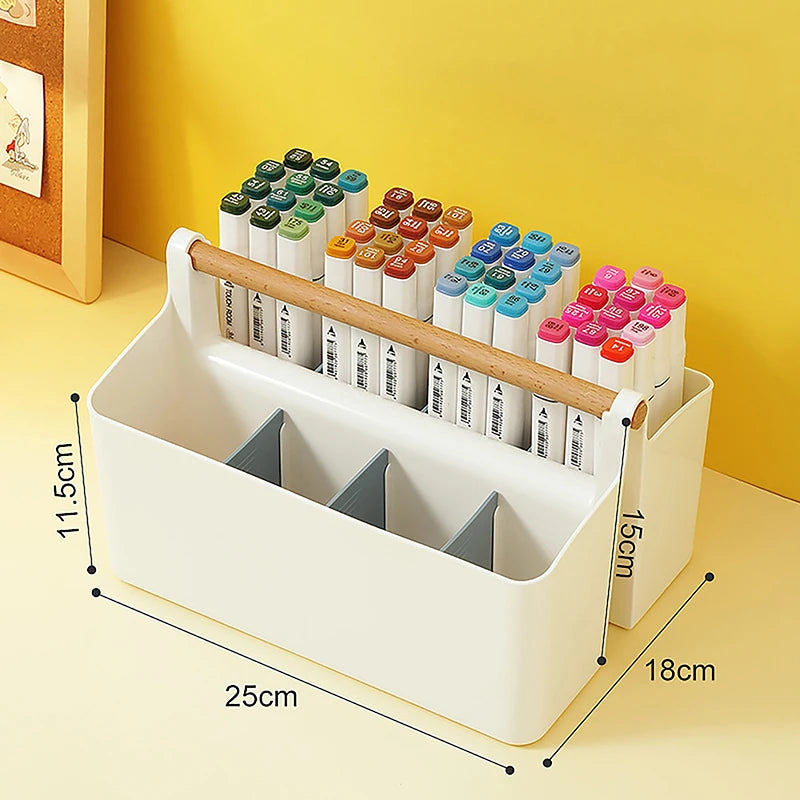 1pc Multifunctional Storage Holder School Office Portable Pen Holder Storage Box Large Capacity Desktop Sundries Storage Basket