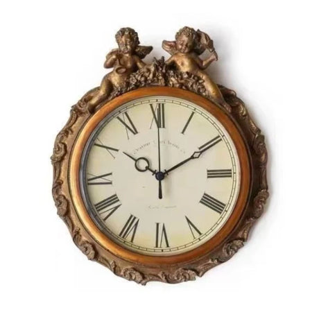 European Retro Living Room Decoration Wall Clock American Classical Nostalgic Wall Clock Restaurant Angel Clock Ornaments Gift