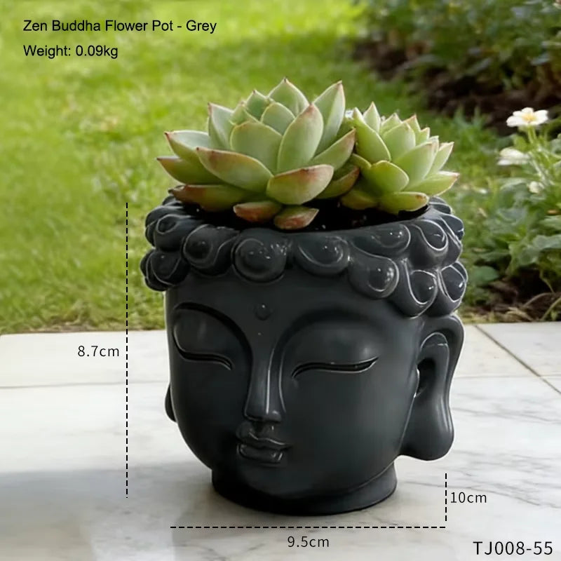 Zen Buddha Statue Resin Planter Flower Pot Home Courtyard Garden Decor Handicraft Ornament Indoor Outdoor Green Plant Gift