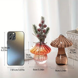 Transparent Glass Mushroom Vase - Hydroponic Planter for Home & Garden, Cute Round Pot Summer Plants Battery-Free