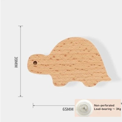 Cute Wall Wooden Hooks Children's Room Animal Hook Wall Keychain Coat Hook Home Decoration Solid Wood Hook Hanger Kitchen Access