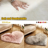 30X40cm Shaggy Carpet Faux Wool Heart Shaped Carpet Chair Sofa Cushion Living Room Bedroom Decorative Floor Mats Washable