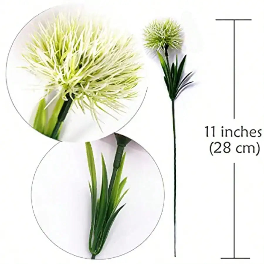 8434-Fake Dandelion Flowers White 10 Pcs,Artificial Plants Plastic Shrubs Bushes Decor Faux Stems Outdoor Indoor Home Garden Party Wedding DIY Planting Filler Decoration