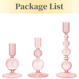 3Pcs Glass Candlestick Holders Glass Taper Candle Holders Groovy Wavy Elegant Candle Stick for Home Party Decoration