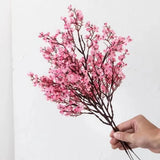 Pink Fake Cherry Blossoms & Gypsophila (Artificial Plants) - For DIY Wedding Bouquet, Home Decor & Christmas Branch