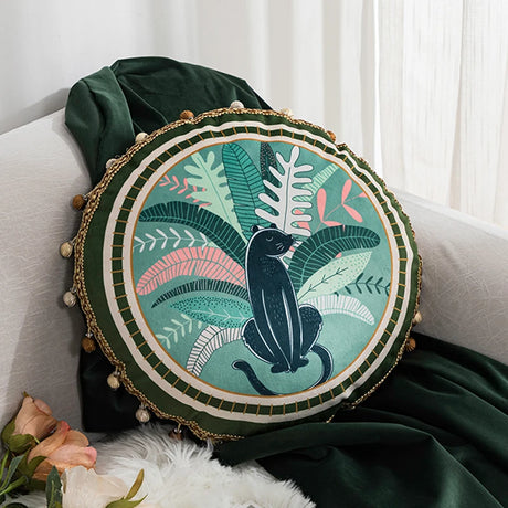 Velvet Cushion Cover 45x45cm Soft Pillow Cover Green Leaves Moss Printed Home Decorative for Sofa Bed Living Room Bedroom
