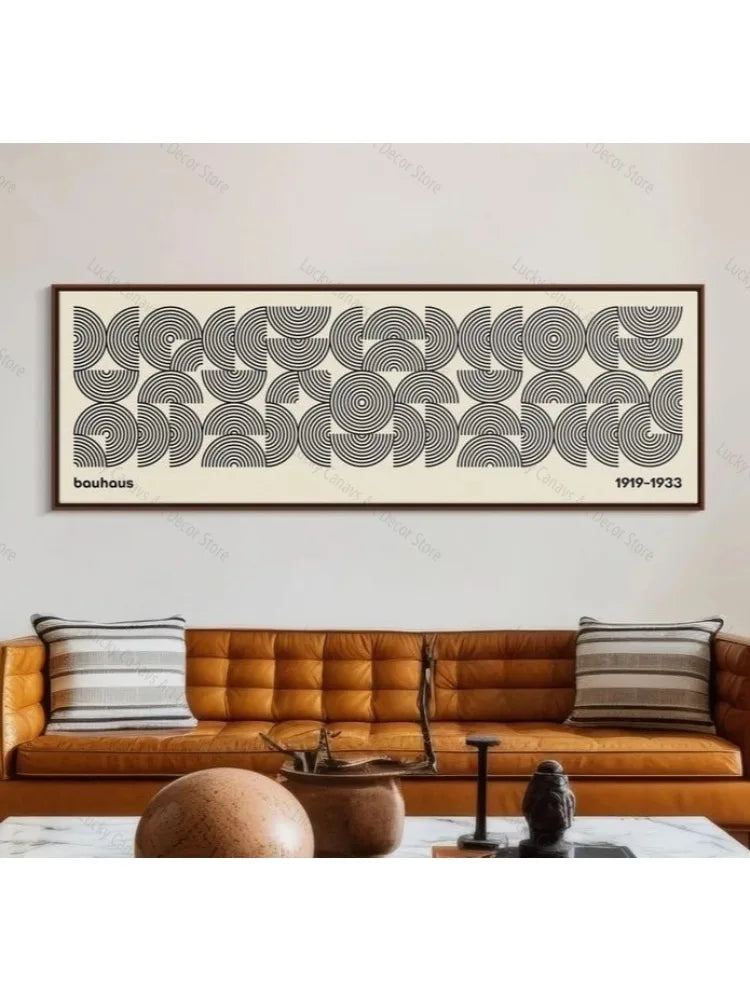 Medieval-modern canvas Bauhaus style decorative poster for living room art with horizontal and vertical geometric lines
