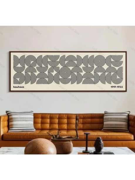 Medieval-modern canvas Bauhaus style decorative poster for living room art with horizontal and vertical geometric lines