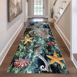 Ocean Theme Runner Rug 3D Vision Coral Reef Fish Starfish Jellyfish Printed Non-Slip Carpet  for Hallway Living Room Floor Decor