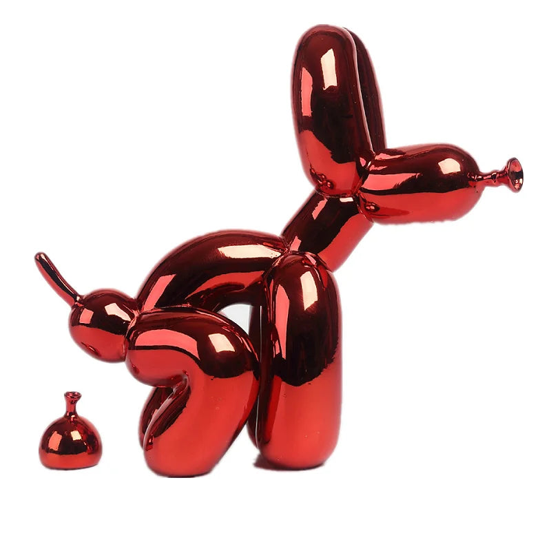 Balloon Dog Doggy Poo Statue Resin Animal Sculpture Home Decoration Resin Craft Office Decor Standing black gold