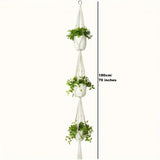 1pc, Macrame Double Plant Pendant Indoor Outdoor, 2 Tier/3Tier Hanging Planter Basket Cotton Rope With Beads 49 Inches/70 Inches