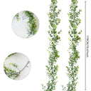 180cm Artificial Eucalyptus Garland with White Flowers for Home Festival Wall Hanging Garden Wedding Backdrop Arch Party Decor