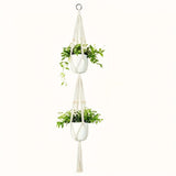 1pc, Macrame Double Plant Pendant Indoor Outdoor, 2 Tier/3Tier Hanging Planter Basket Cotton Rope With Beads 49 Inches/70 Inches