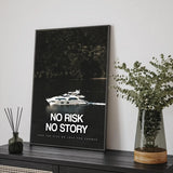 1pc Unframed Canvas Poster - Modern Art "No Risk No Story" Motivational Wall Decor with Luxury Yacht & Nature Scene, High-Qualit