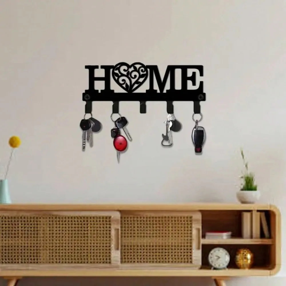 CIFBUY Iron Wall Art Metal Key Hook Home Entryway Organizer for Coats Hats Bags Decorative Hanging Decor Modern Rustic Accent