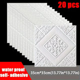 20pcs 3D Ceiling Wallpaper self adhesive wall decor Waterproof foam Design Sticker for bedroom wall sticker paper