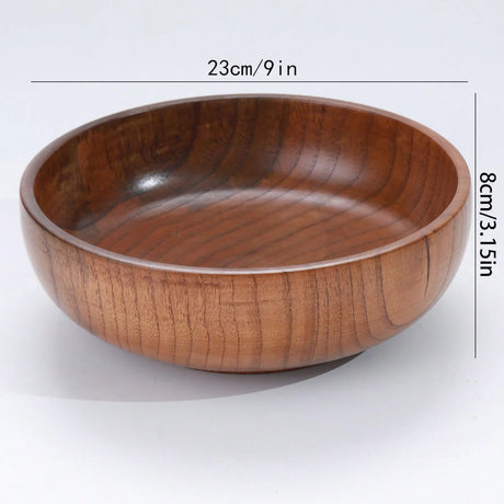 1Pc Stackable Solid Wood Bowl / Available in Large and Small Sizes / Household Wooden Bowl for Salad / Rice / Soup Noodles