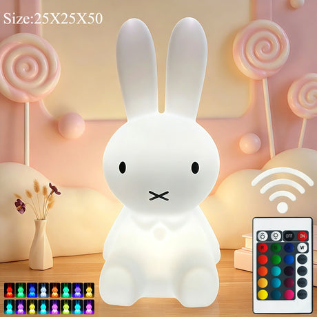 Miffy Rabbit Mood Light with Remote Control Dimming Cute Cartoon Children's Gift Bedroom Bedside Lamp Living Room Floor Lamp