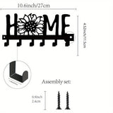 "Home Love" Shaped Key Holder with Hooks - No-Drill Wall Mount, Metal Organizer for Living Room Decor,Key Rack | Key Hanger Wall