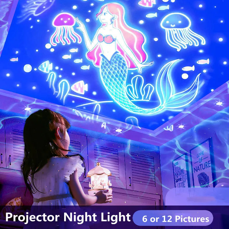 Starry Sky Projector Planetarium Lamp Romantic Room Ceiling Project Lamp for Kids Bedroom Decor Valentine's Day Gift 12 Films