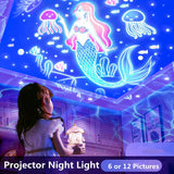 Starry Sky Projector Planetarium Lamp Romantic Room Ceiling Project Lamp for Kids Bedroom Decor Valentine's Day Gift 12 Films