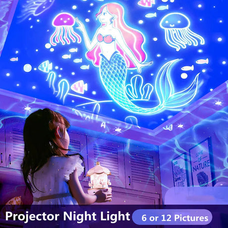 Starry Sky Projector Planetarium Lamp Romantic Room Ceiling Project Lamp for Kids Bedroom Decor Valentine's Day Gift 12 Films