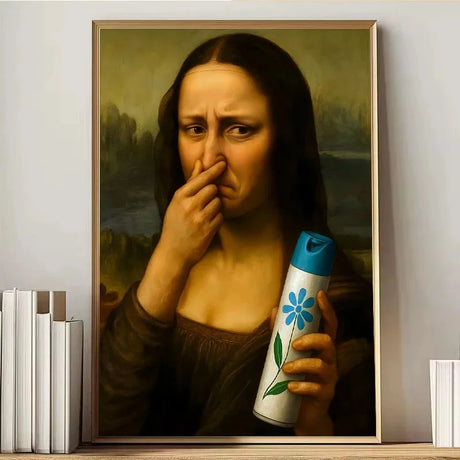 Mona Lisa Funny Toilet Canvas Print Poster Vintage Abstract Art Figure Painting Wash Room Toilet Hallway Wall Art Home Decor