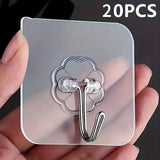 5-30pcs Transparent Stainless Steel Self-Adhesive Hooks Bathroom Towel Clothes Storage Sticker Hook Key Hangers Storage Holder