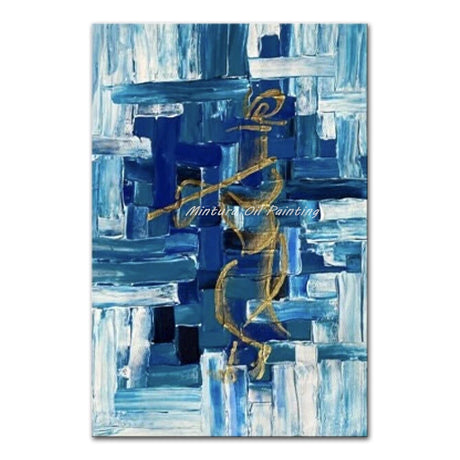 Mintura,Handpainted Abstract Color Block Oil Painting on Canvas Frameless Poster Wall Art Picture Modern Home Decoration Artwork