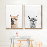 Baby Animal Alpaca Wall Art Canvas Print , Farm Animals Llama Art Canvas Painting Poster For Kids Room Nursery Wall Art Decor